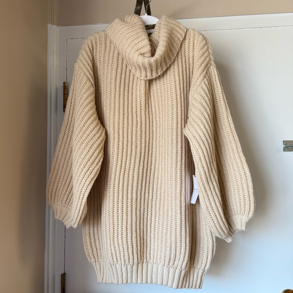 Promesa Chunky Rib Knit Cowl Neck Oversized Soft & Cozy Sweater Small Cream/Tan - Picture 2 of 13